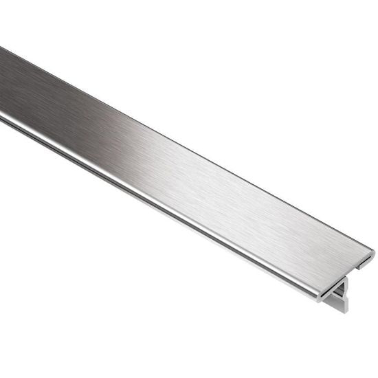 Schluter RENO-T Brushed Stainless Steel 17/32" (14 mm) x 8' 2-1/2" Metal T-Shaped Tile Edging Trim